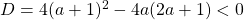 D=4(a+1)^2-4a(2a+1)<0
